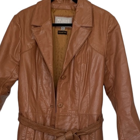 Leather trench coat , beautiful camel color in size XL - Picture 2 of 15